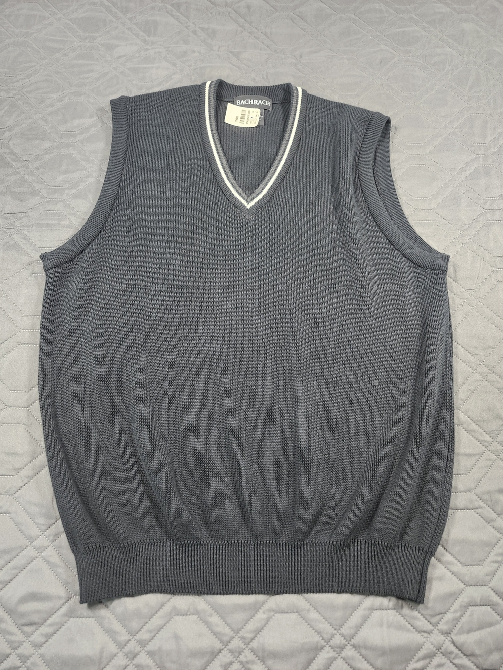 Vintage 90s Bachrach Knit Sweater Vest Charcoal Black NWT Small Deadstock 1997